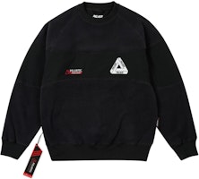 PALACE FW24 Polartec 200 Crew Unisex Black Sweatshirt with Embroidered Logo. P27CS205 PALACE FW24 Polartec 200 Crew Unisex Black Sweatshirt with Embroidered Logo. P27CS205