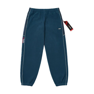 PALACE FW24 Polartec Track Jogger Unisex Blue Knit Sweatpants with Elastic Hem. P27JG017