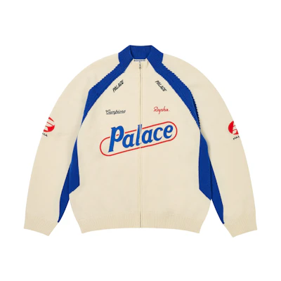 PALACE FW24 RAPHA Letter Graphic Zip Knit Sweater White Unisex Off-White P27KW017