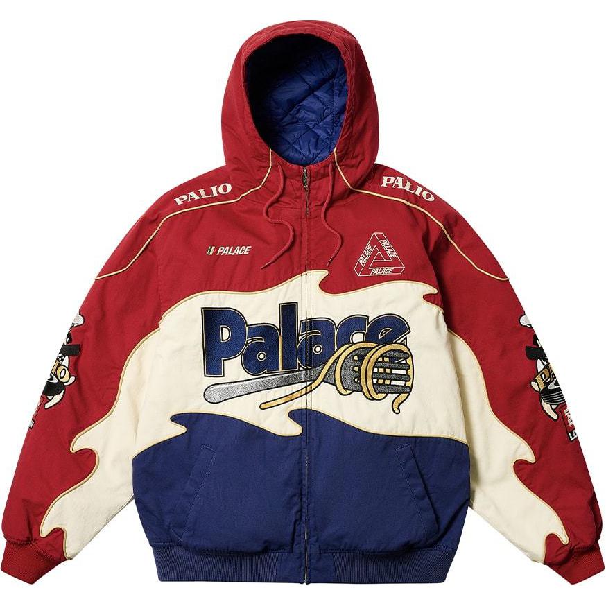 Palace FW24 Red Hooded Zip Jacket with Logo and Ribbed Trim Unisex P27JK094