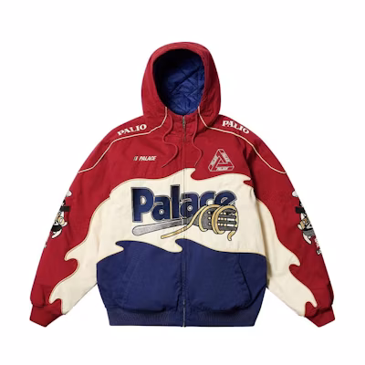 Palace FW24 Red Hooded Zip Jacket with Logo and Ribbed Trim Unisex P27JK094