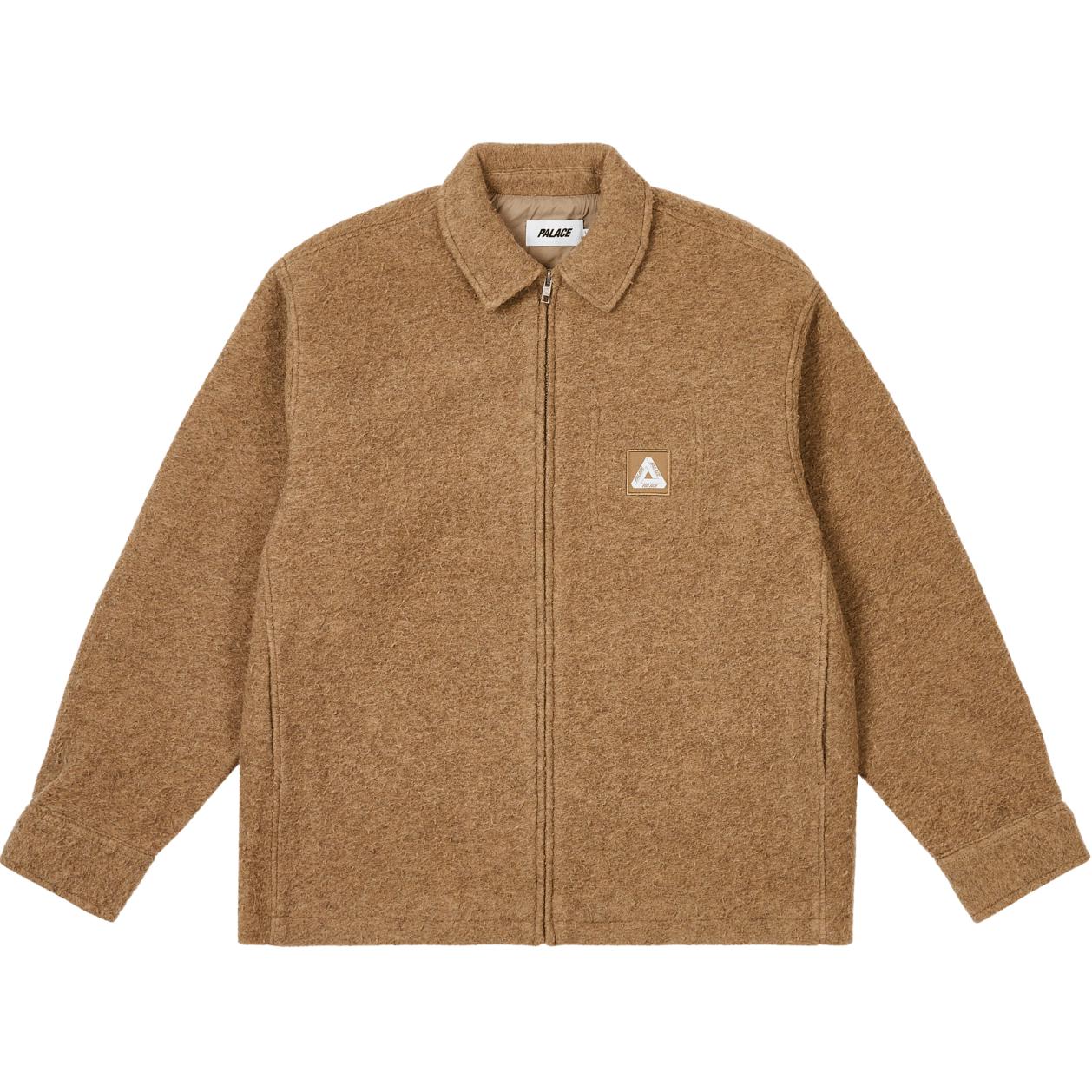PALACE FW24 Wooly Zip Jacket Beige Unisex Logo Patch Casual Jacket. P27SHT045