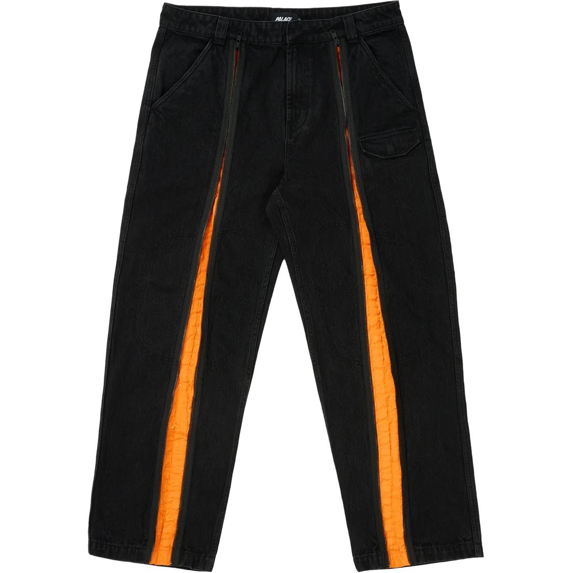 PALACE FW24 Zipped Flight Trousers Multi-Pocket Denim Unisex - Black. P27T022