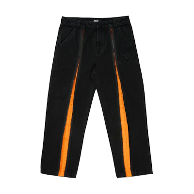 PALACE FW24 Zipped Flight Trousers Multi-Pocket Denim Unisex - Black. P27T022