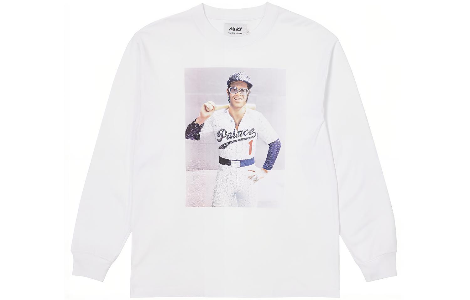 Palace Graphic Crewneck Pullover Sweatshirt White Long Sleeve P21LS050