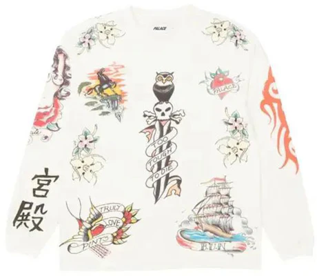 Palace 墨白色長袖圓領中性衛衣 中式設計 P19ES053 Buy Palace 墨白色長袖圓領中性衛衣 中式設計 P19ES053