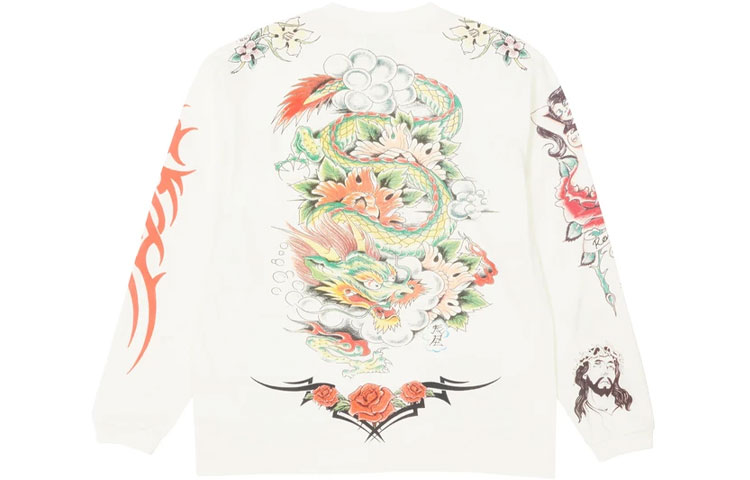 Lookbook Palace 墨白色長袖圓領中性衛衣 中式設計 P19ES053