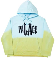 Palace LA Dye Hood Letter Print Colorblock Hoodie Unisex Blue Green P16HD060 Palace LA Dye Hood Letter Print Colorblock Hoodie Unisex Blue Green P16HD060