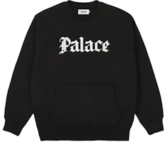 Palace Letter Logo Print Crewneck Loose Fit Sweatshirt Black P23CW058 Palace Letter Logo Print Crewneck Loose Fit Sweatshirt Black P23CW058