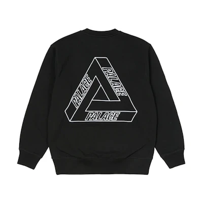 PALACE Outliner Designer Crew Black Triangle Print Sweatshirt Unisex Black. P20CS140