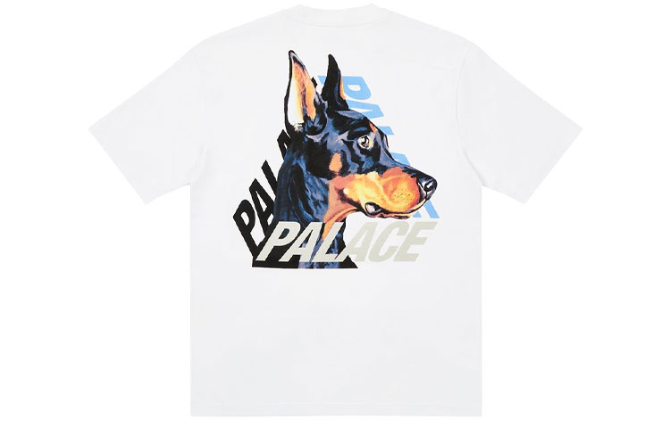 PALACE P-3-K-9 White T-Shirt Doberman Logo Graphic Unisex Short Sleeve Tee P22TS171