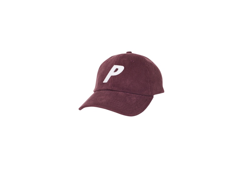 Palace P 6-Panel Cord Burgundy/White