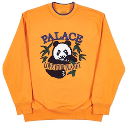 PALACE 熊貓印花橙色中性圓領衛衣 P18SS043 Order PALACE 熊貓印花橙色中性圓領衛衣 P18SS043