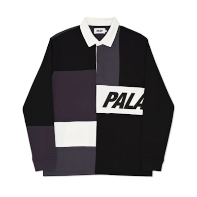 Palace Patchwork Rugby Black/Charcoal/Grey