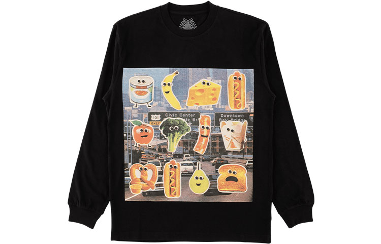 PALACE Payne Vegetable Print Black Longsleeve Tee Unisex Black P12LS002