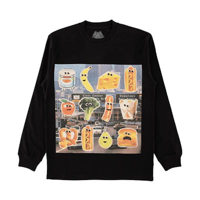 PALACE Payne Vegetable Print Black Longsleeve Tee Unisex Black P12LS002