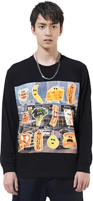 PALACE Payne Baju Hitam Lengan Panjang Unisex Cetakan Sayuran P12LS002 Cheap PALACE Payne Baju Hitam Lengan Panjang Unisex Cetakan Sayuran P12LS002