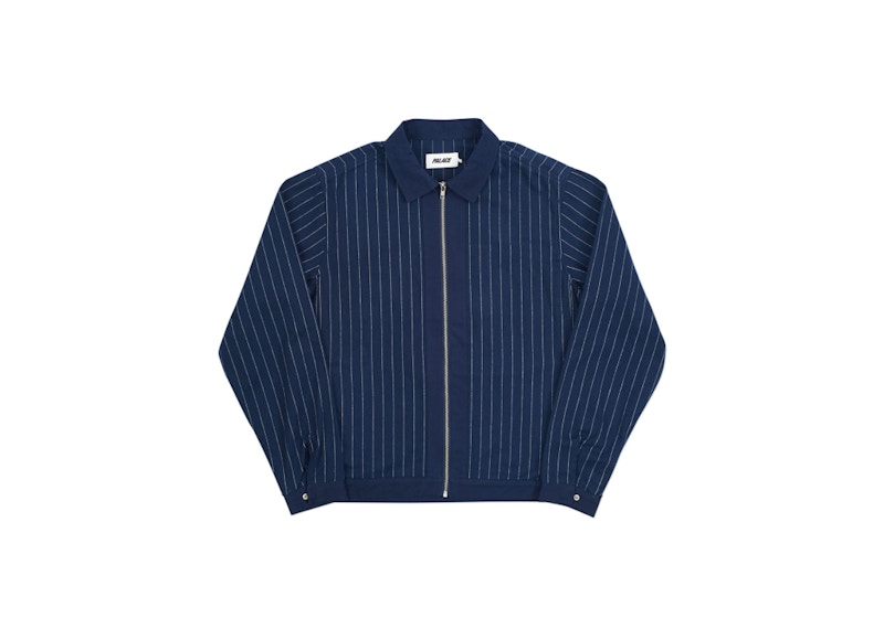 Buy パレス ピンストライプ ジップシャツ (ネイビー)
