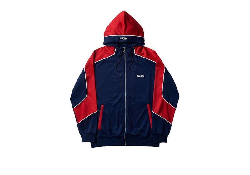 Palace Pipeline Hooded Track Jacket Navy/Red