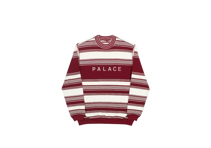 Buy Palace Pique Your Nose Crew Putih/Burgundy
