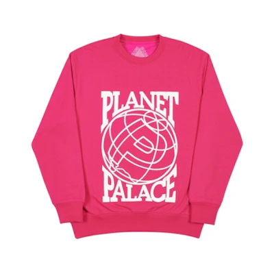 Palace Planet Crew Hot Pink/White