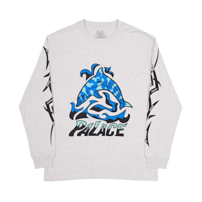 Palace Sketchy Dolphin Longsleeve Grey Marl/Blue/Black
