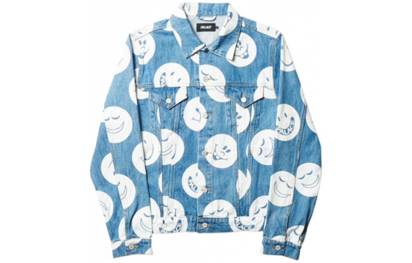 PALACE Smiley Print Long Sleeve Jacket Blue Unisex. P15D003