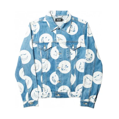 PALACE Smiley Print Long Sleeve Jacket Blue Unisex. P15D003