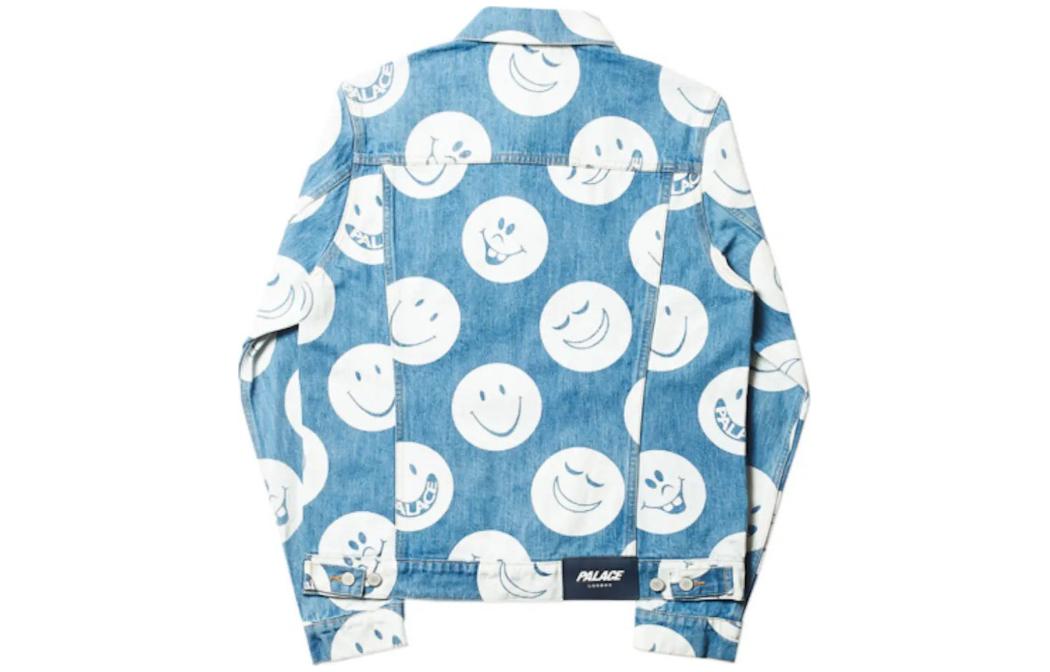 Lookbook PALACE Jaket Lengan Panjang Cetakan Smiley Biru Uniseks. P15D003