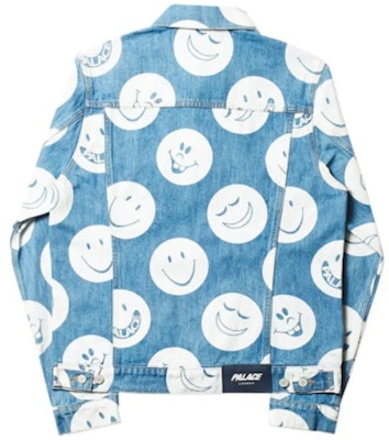 PALACE Jaket Lengan Panjang Cetakan Smiley Biru Uniseks. P15D003 Lookbook PALACE Jaket Lengan Panjang Cetakan Smiley Biru Uniseks. P15D003