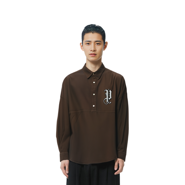 Cheap PALACE 純色半開扣長袖襯衫 男女適用 P25SHT024