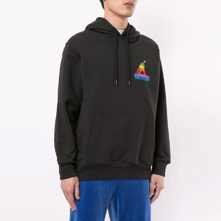 Shop Palace SS19 Jobsworth Triangle Logo Pullover Hoodie Unisex - Black P16HD048