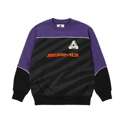 PALACE SS21 AMG Black Technical Crew Sweatshirt with Apple Tree Logo Unisex. P20AMGCS001