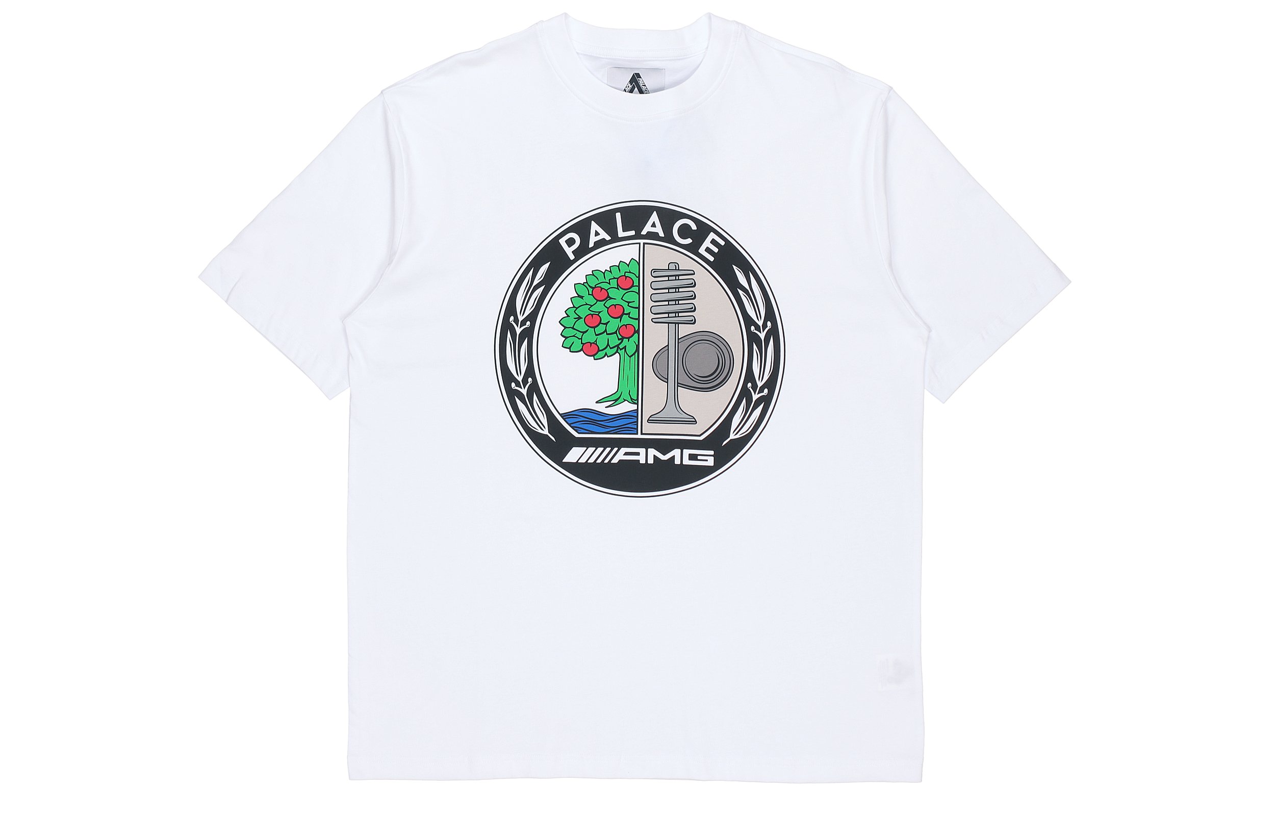 PALACE SS21 AMG Emblem T-Shirt White Apple Tree Logo Unisex Tee. P20AMGTS002
