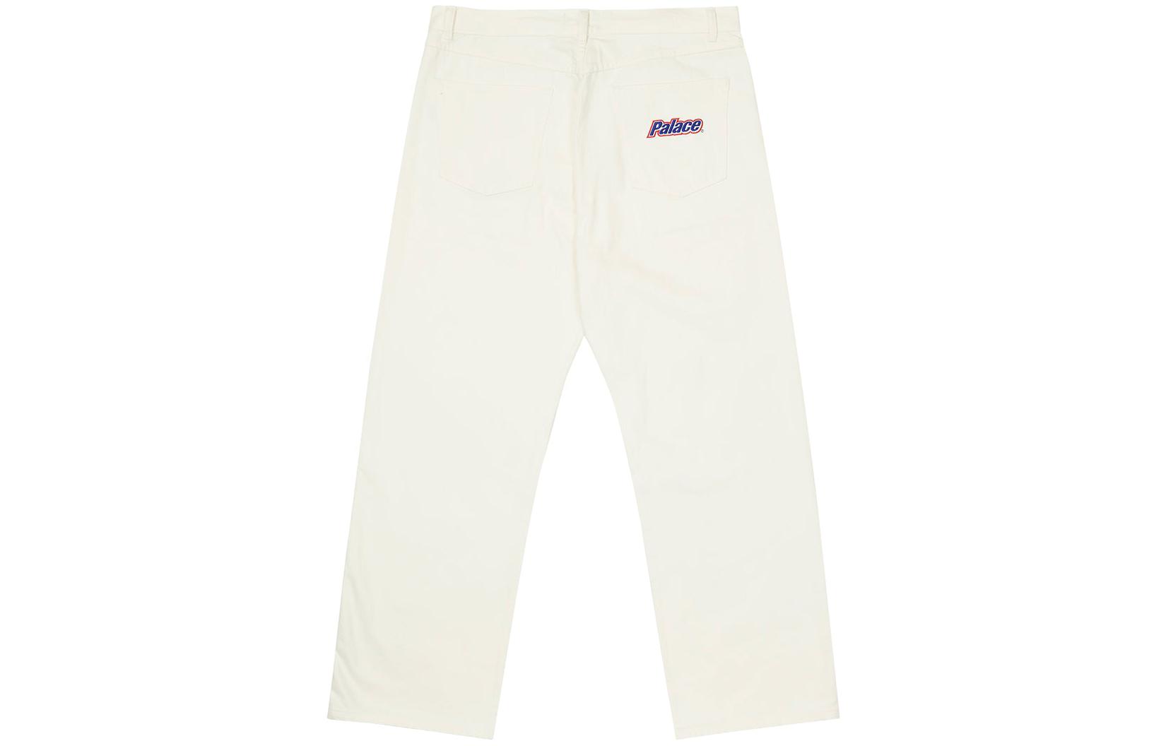 Lookbook PALACE SS22 Baggies Straight White Jeans Unisex dengan Bordir Huruf. P23T019