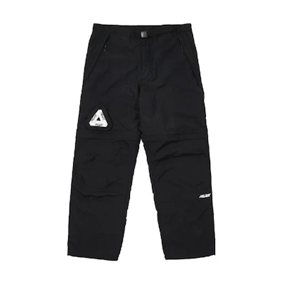 PALACE SS22 Black Multi-Pocket Logo Print Zip Off Pants Casual Trousers. P22JG043