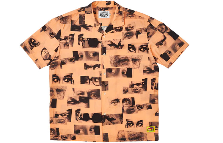 PALACE SS22 Brown All-Over Eyes Print Short Sleeve Shirt Men. P22JZSHT001