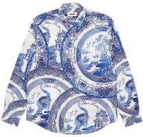 PALACE SS22 China Plate Print Navy Long Sleeve Shirt Unisex P22SHT111 PALACE SS22 China Plate Print Navy Long Sleeve Shirt Unisex P22SHT111
