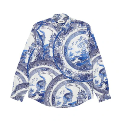 PALACE SS22 China Plate Print Navy Long Sleeve Shirt Unisex P22SHT111