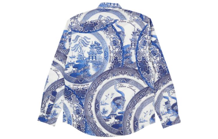 Lookbook PALACE SS22 中國盤印花海軍藍長袖襯衫 男女皆宜 P22SHT111