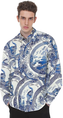 PALACE SS22 中国盘印花海军蓝长袖衬衫 男女通用 P22SHT111 Shop PALACE SS22 中国盘印花海军蓝长袖衬衫 男女通用 P22SHT111