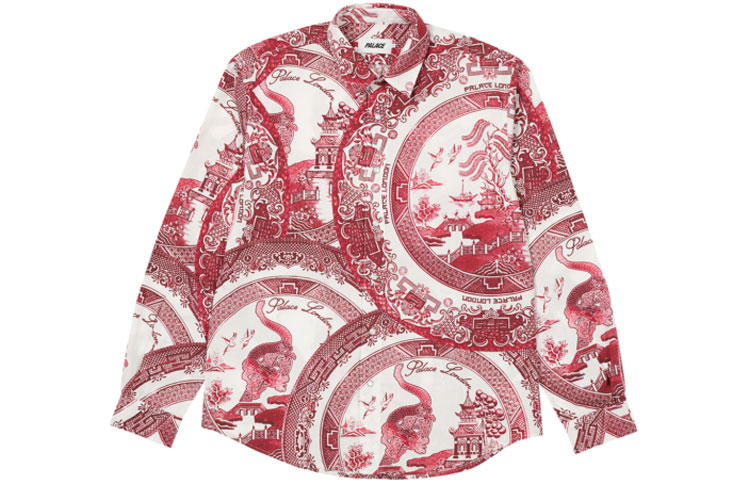 PALACE SS22 China Plate Print Shirt Red Unisex Long Sleeve P22SHT112