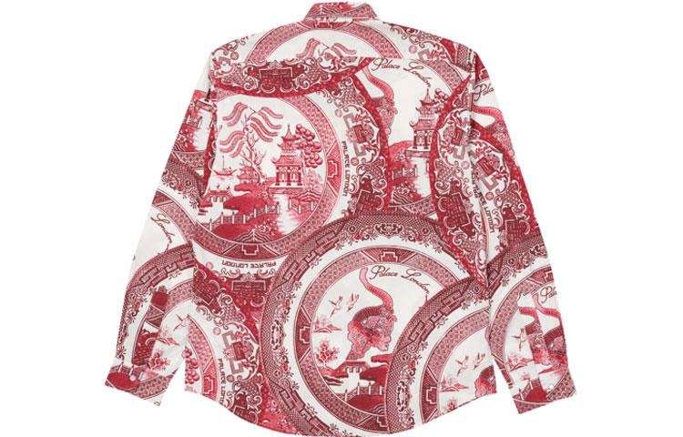 Lookbook PALACE SS22 中國瓷盤印花紅色長袖襯衫 男女適用 P22SHT112