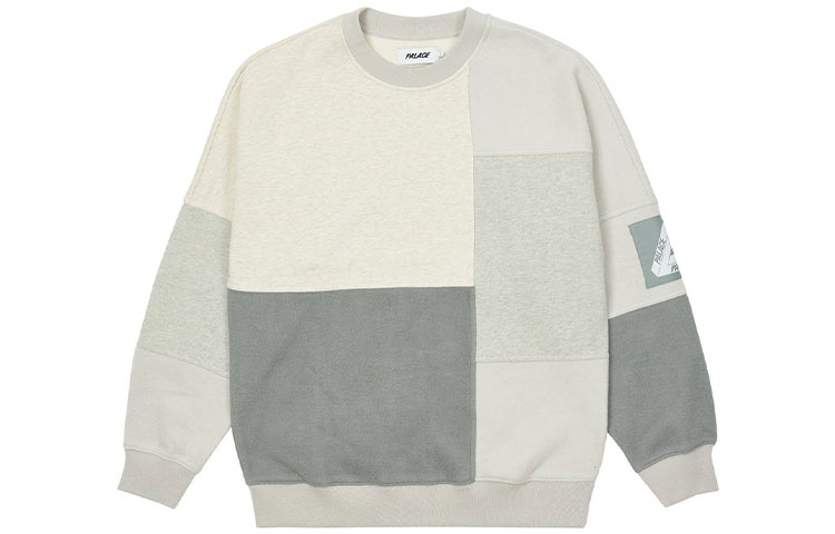 PALACE SS22 Colour Block Crewneck Sweatshirt Grey  Logo Pullover. P22CS113
