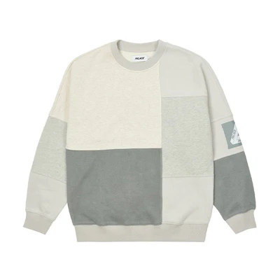 PALACE SS22 Colour Block Crewneck Sweatshirt Grey Logo Pullover. P22CS113