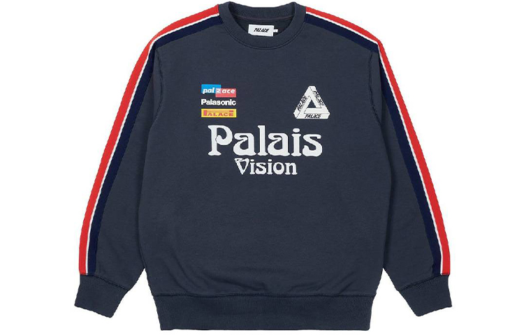 PALACE SS22 Flag Stripe Crew Navy Logo Print Geometric Striped Sweater  Navy. P22CS115 圖 2