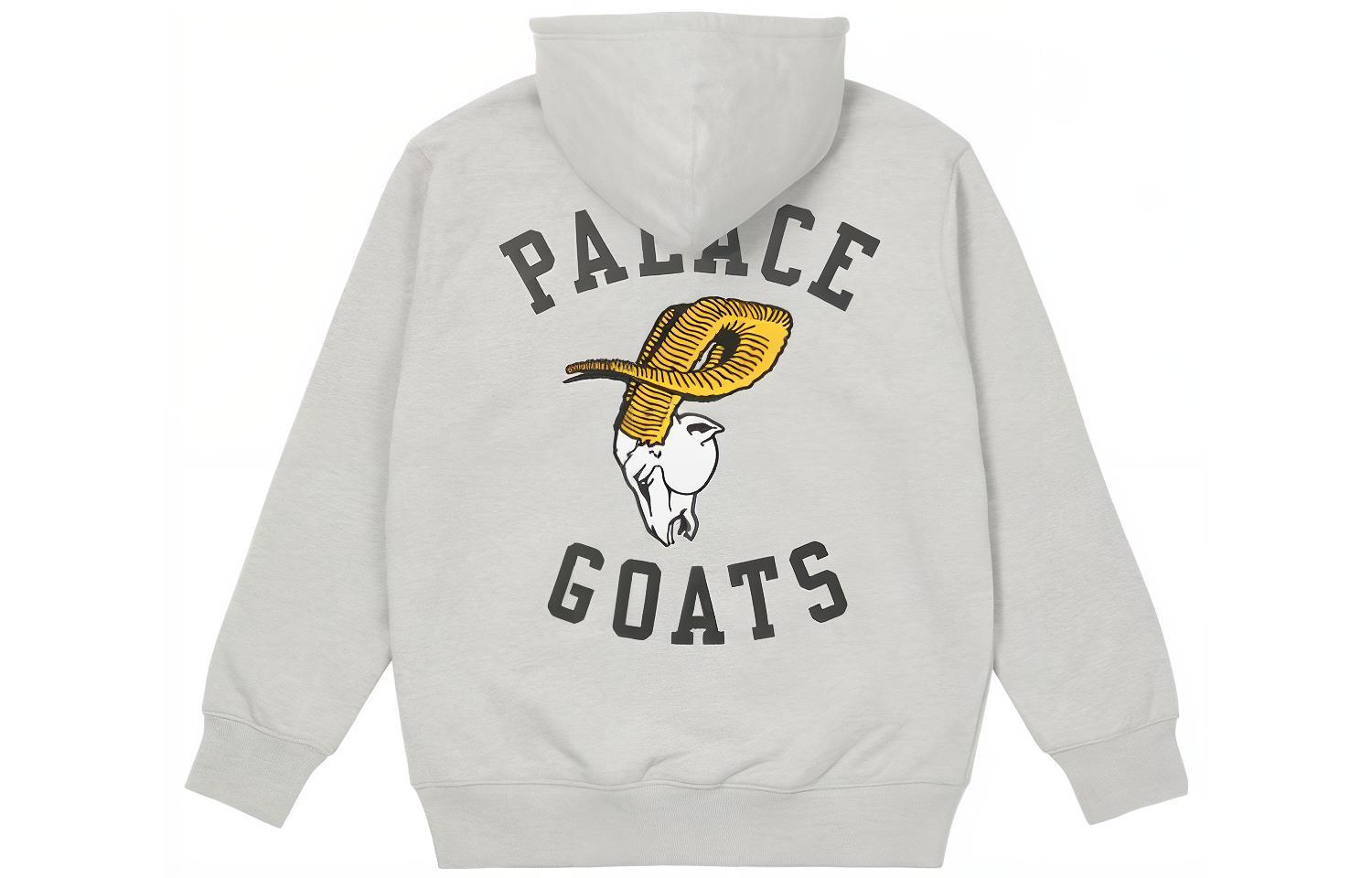 Palace SS22 Goats Hood Grey Marl Cartoon Print Hoodie Unisex Grey P22CS135
