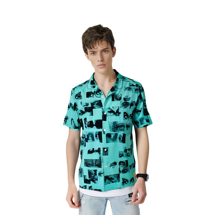 Shop PALACE SS22 綠色全版眼睛印花短袖襯衫 男女款 P22JZSHT003
