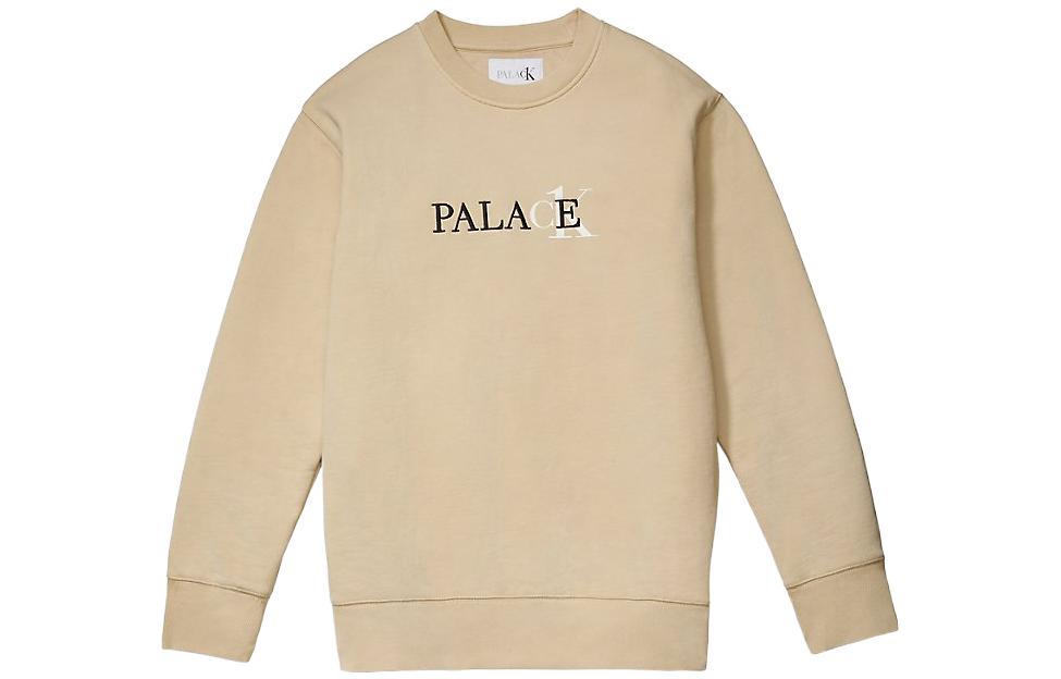 PALACE SS22 Logo Print Crewneck Long Sleeve Sweatshirt Beige Unisex 21663140-100
