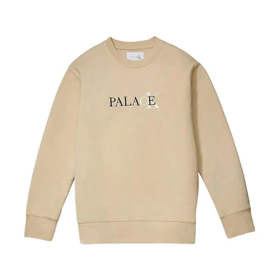 PALACE SS22 Logo Print Crewneck Long Sleeve Sweatshirt Beige Unisex 21663140-100